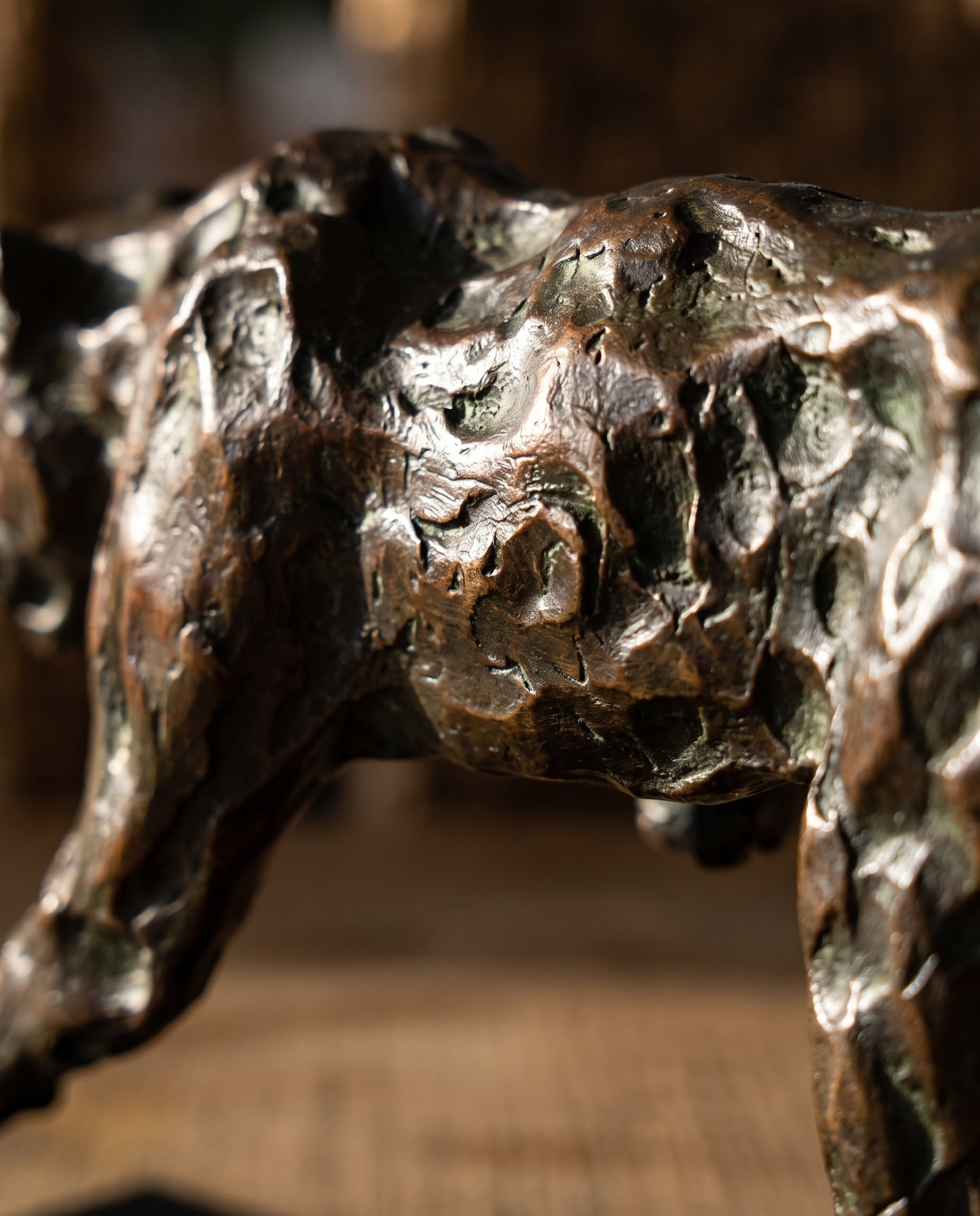 The Leopard, patina and tool marks up close